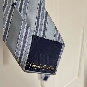 Men’s Blue Striped Silk Tie by Ermenegildo Zegna